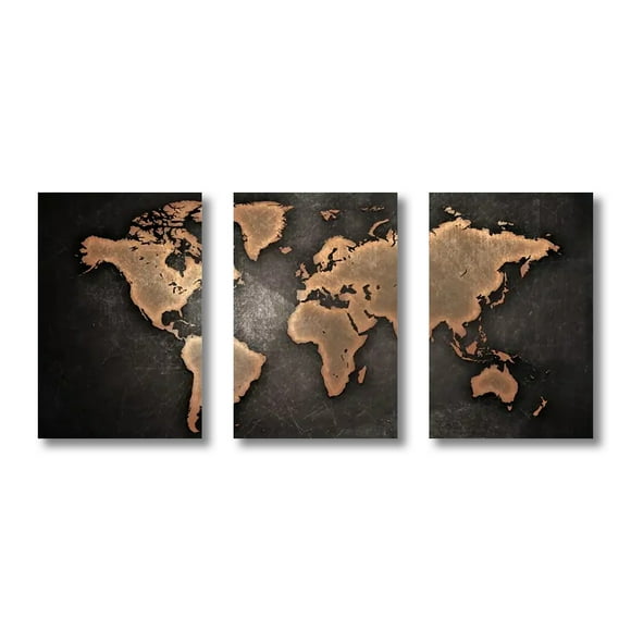 Carte du Monde Rétro 3 Pcs/ensemble Affiches en Toile Décoration Murale Nordique Art Mural Peinture sur Toile Salon Chambre Couloir Décoration Murale, 50*70cm, Non Encadré.,Cj50270-3 Pcs