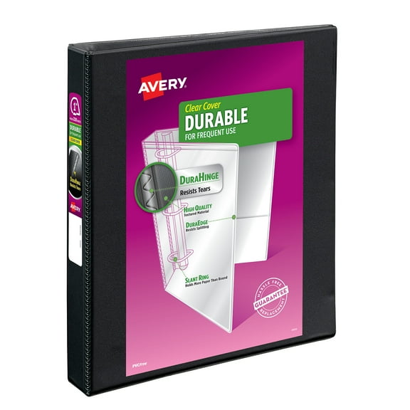 Avery Durable View Binders, 1 inch Rings, 1 Black Binder (09300)