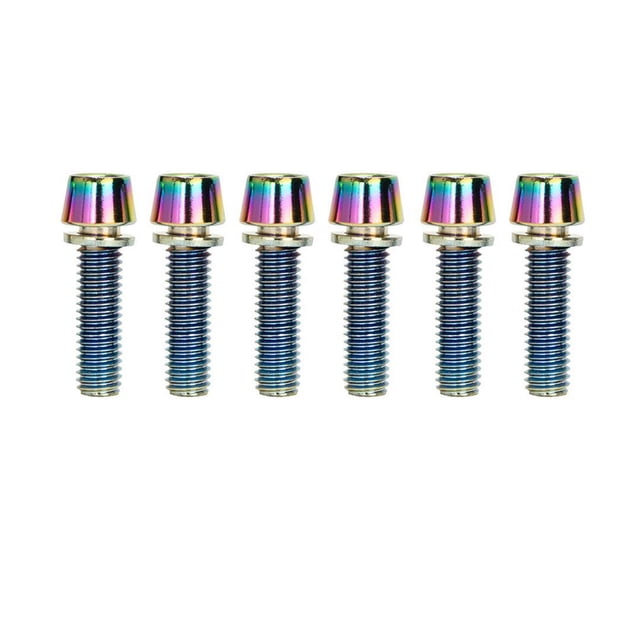Langgg Pack of 6 Bike Stem Screw Stainless Steel Handlebar Riser Mounting Bolts Maintenance Accessory Replacing Parts Colorful M5 1Set