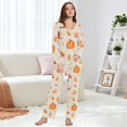 thumbnail image 6 of FORMRS Womens Pajama Set Long Sleeve Top and Pants with Pockets Soft Comfy Lounge Sleepwear, Sizes S-2XL, Beige Fall Acorns Pattern, 6 of 7