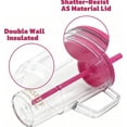 thumbnail image 3 of Glass-Clear 40oz Insulated Tumbler with Lid Straw - 8-Hour Hot Cold Lock - Leakproof Car Cup Holder Fit | BPA-Free Tritan Material | FDA-Approved Food Safe  (Pink), 3 of 8