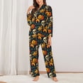thumbnail image 2 of Honeii Halloween Skull print Women's Pajama Sets Long Sleeve Button Down Sleepwear Nightwear Soft Pjs Lounge Sets-Small, 2 of 7