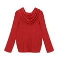 thumbnail image 2 of kayannuo Womens Tops Long Sleeve Shirts Fall Women Fashion Loose Large Size Solid Color Hood Long Sleeves Sweater Tops Red, 2 of 6