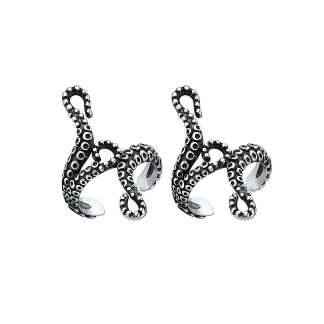 Pendientes abiertos de plata esterlina Silvora Tentáculo de Pulpo No-Piercing Joyería de oreja ajustable para Halloween Cosplay Party