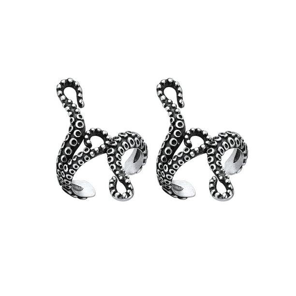 Pendientes abiertos de plata esterlina Silvora Tentáculo de Pulpo No-Piercing Joyería de oreja ajustable para Halloween Cosplay Party