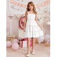 thumbnail image 4 of Arshiner Girls' Summer Sundress Floral Boho Spaghetti Strap Ruffled Tiered Midi Dresses Casual Cami Dress, 4 of 6