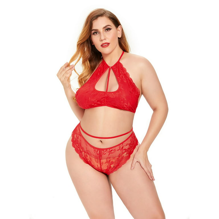  YCJMJ Sexy Lingerie for Women Plus Size Plus Floral Lace  Underwire Lingerie Set Sexy Lingerie Set (Color : Burgundy, Size : 1XL) :  Clothing, Shoes & Jewelry