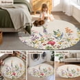 thumbnail image 6 of Watercolor Wildflowers Round Rug 7ft Washable Circle Rugs Non Slip Farmhouse Botanical Flowers Herbs Large Area Rug Indoor Floor Carpet for Bedroom Kitchen Living Room Home Office Dining Room Nursery, 6 of 7