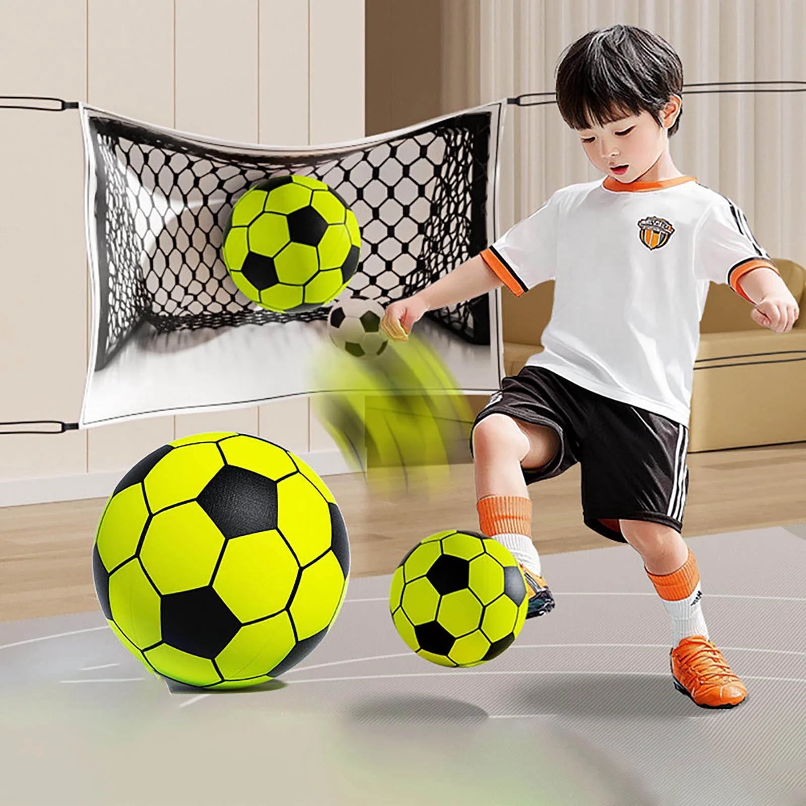 1PC Silent Soccer Ball, 8inch Fluorescent Red Indoor Quiet Football with Soft Material, Playrooms, Bedrooms, Backyards - High Bounce, No Noise, Safe for Young Athletes