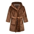 thumbnail image 3 of AINIYS Warm Long Sleeve Hooded Bathrobe for Autumn Winter - Soft, Breathable, Solid Color, Ideal for Home Wear, Sleepwear, and Leisure Activities Brown 3 Years, 3 of 10