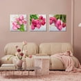 thumbnail image 2 of Pink Flower Canvas Wall Art Decor Tulip Floral Prints Framed Pictures for Women''s Bedroom Bathroom 16x16 Inch 3 Panels Modern Flower Close Up Painting Artwork Office Living Room Home Decoration, 2 of 6