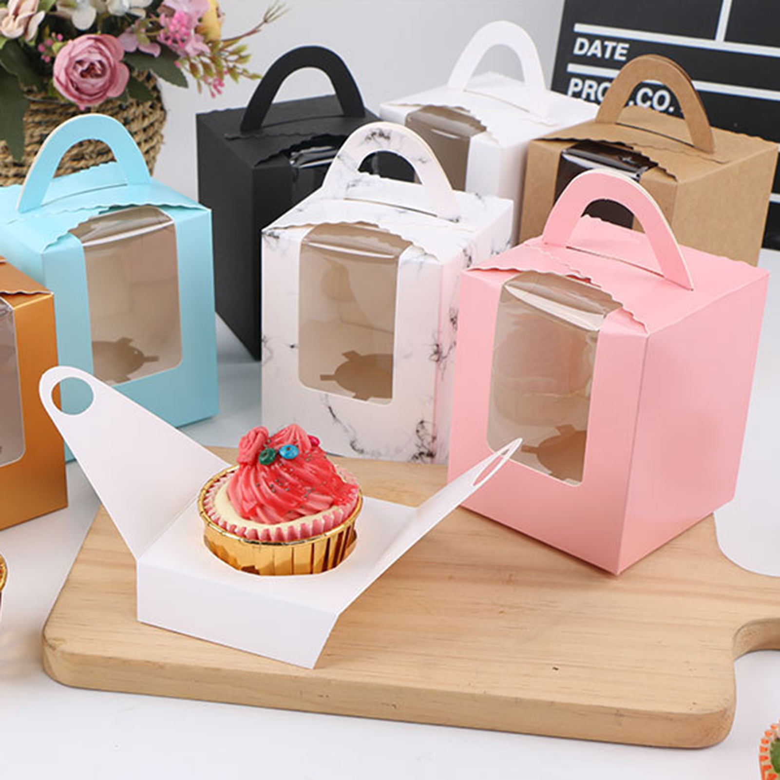 10Pcs 8 in Cake Storage Box Pastry Dessert Container Cupcake Muffin Holders 