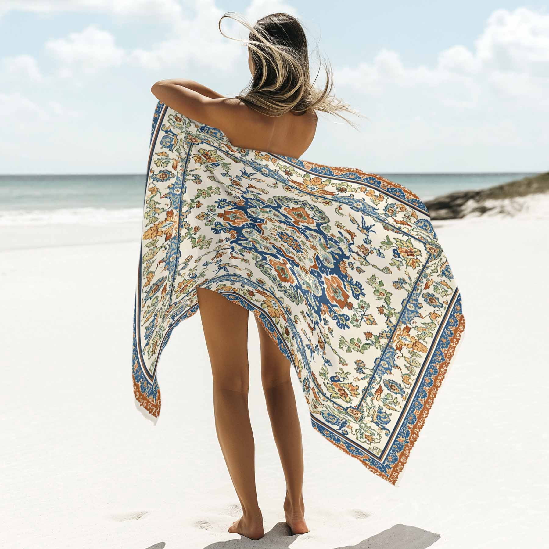 Boho Vintage Beach Towels Blanket Soft&Absorbent Quick Dry Microfiber Ethnic Tribal Aztec Floral Pattern Pool Towels for Swimming ,Yoga, Sports, Gym, Camping,Large 30X60in, Beige