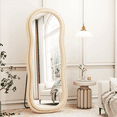 thumbnail image 4 of Anyrose 63"x24" Wavy Full Length Mirror Floor Mirror with Flannel Frame,White, 4 of 5