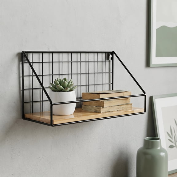 HEALEEP Black Wire Wall Shelf Triangle 1 Set 9.4X5.5X4.5in