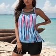 thumbnail image 4 of MKLEKYY Trajes De Baño Mujer Swimsuits For Women Piece Control Suits Top Tummy Bathing Striped Tank With Boyshorts Two Swimwears Tankinis Set, 4 of 5