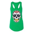 thumbnail image 2 of Wild Bobby Day Of The Dead Sugar Skull Pop Culture Women Racerback Tank Top, Kelly, Medium, 2 of 5