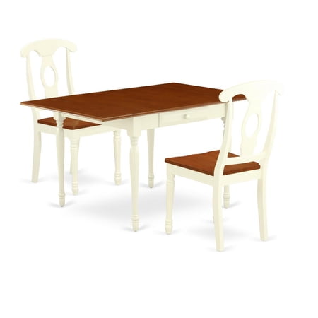 East West Furniture Monza 3-piece Wood Dining Room Set in Buttermilk and Cherry