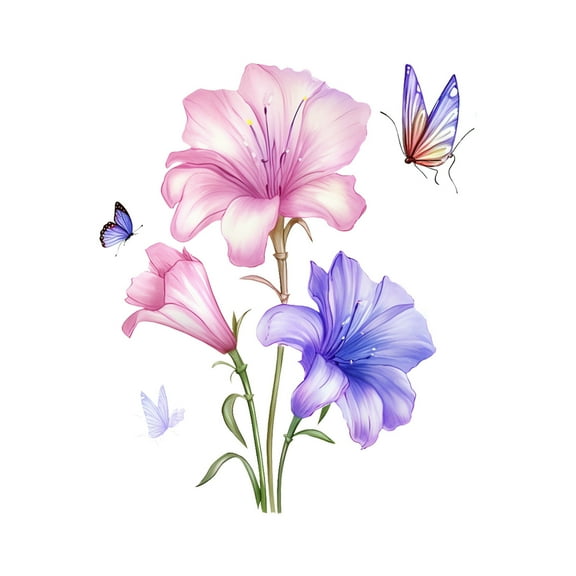 Wall Stickers Large Flowers Decals 23.6"x17.3" Vinyl Peel and Stick Living Room Bedroom Background Art Mural Decor