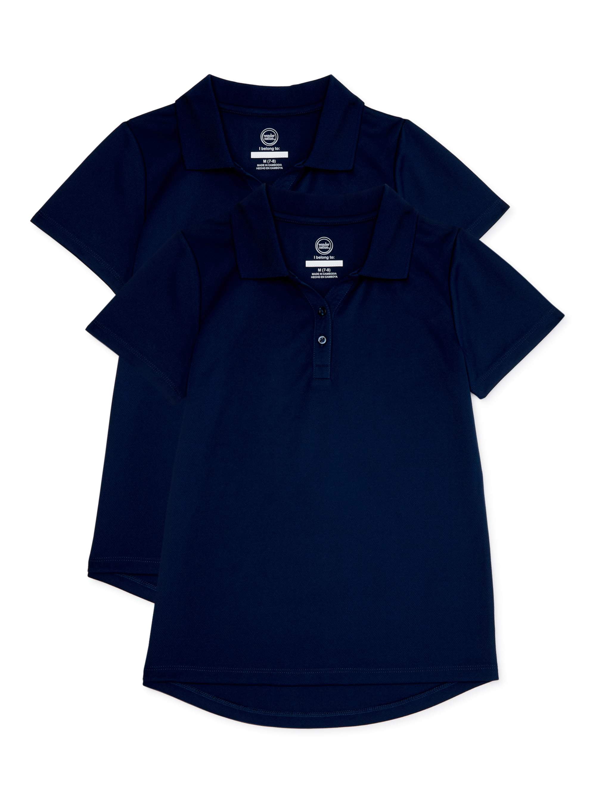 Wonder Nation - Wonder Nation Girls Plus School Uniform Short Sleeve Performance Polo Shirt, 2 