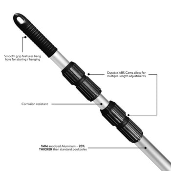 Pool Spa Pro Deluxe 15' Telescopic Adjustable Length Swimming Pool and Spa Pole