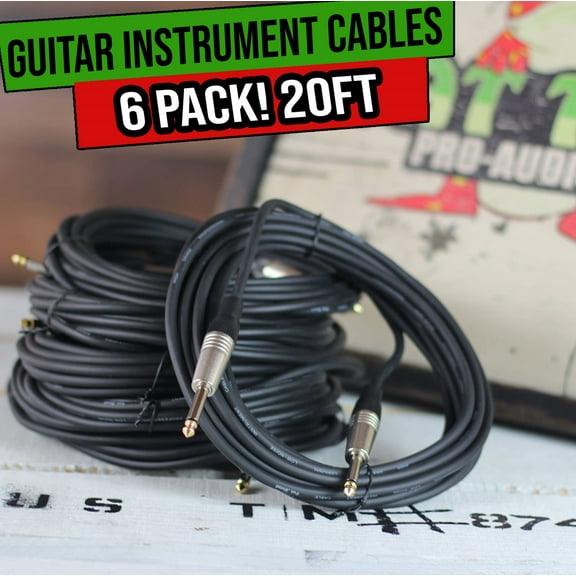 Guitar Cord Instrument Cable - Pro Audio Wire Electric Music Straight Gold Jack