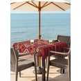 thumbnail image 3 of Outdoor Tablecloths with Umbrella Hole & Zipper, Red Retro Boho 60x60 Inch Square Tablecloths, Vintage Ethnic Tribe Abstract Art Waterproof Table Cloth, Patio/Pool/Picnic Table Covers, 3 of 8