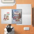 thumbnail image 4 of Santa is Coming Alaskan Malamute Merry Christmas Xmas Noel Truck Tree 5x7in Folded Greeting Card Alaska Mal Dog Lovers Gifts Single Note Card with Envelope - 02023, 4 of 5
