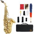 thumbnail image 1 of LADE Brass Golden Carve Pattern Bb Bend Althorn Soprano Saxophone Sax Pearl White Shell Buttons Wind Instrument with Case Gloves Cleaning Cloth Belt Brush, 1 of 8
