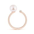 thumbnail image 2 of ANGARA Japanese Akoya Cultured Pearl and Diamond Bar Ring in 14K Rose Gold for Women | June Birthstone, Birthday, Anniversary, Jewelry Gift for Women | Pearl Ring, 2 of 8