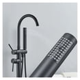 thumbnail image 4 of Matte Black Brass Bathroom Tub Faucet, Floor Mounted Free Standing Bathtub Shower Mixer Taps, Hot Cold Water Crane Swivel Spout ,Easy to Install, 4 of 7