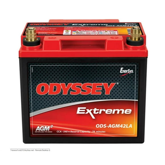 Odyssey Battery Battery ODS-AGM42LA Extreme Series; 12 Volt; 540 Cold Cranking Amps/1200 Pulse Hot Cranking Amps; Right Positive SAE Terminal; 7.8 Inch Length; 6-1/2 Inch Width; 6.7 Inch Height