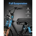 thumbnail image 4 of Blaze 16" Electric Bike for Adults/Teens, Peak 1200W 55 Miles 25Mph Full Suspension Fat Tire Electric Motorcycle,Black & Gray with Lock & Basket, 4 of 5