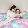 thumbnail image 4 of Manfei Tie Dye 7-Piece Bedding Comforter Set,Modern Aesthetic Art King Bedding Sets,Pink Green White Bed Sheets For Girls,Luxury Bedroom Decor Reversible, 4 of 8