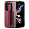 thumbnail image 6 of ELEHOLD for Samsung Galaxy Z Fold5 Luxury Leather Case,Premium Leather Slim Lightweight with Pen Slot Stylus Pen Included Shockproof Anti-Fingerprint Case for Samsung Z Fold5 2023, Red, 6 of 9