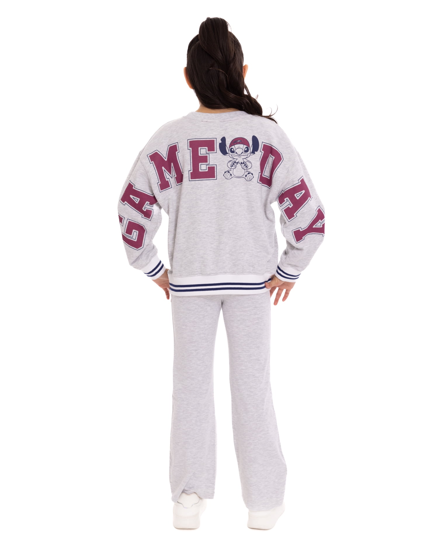 Stitch Girls’ Front Back Graphic Sweatshirt with Long Sleeves, Sizes 4-16