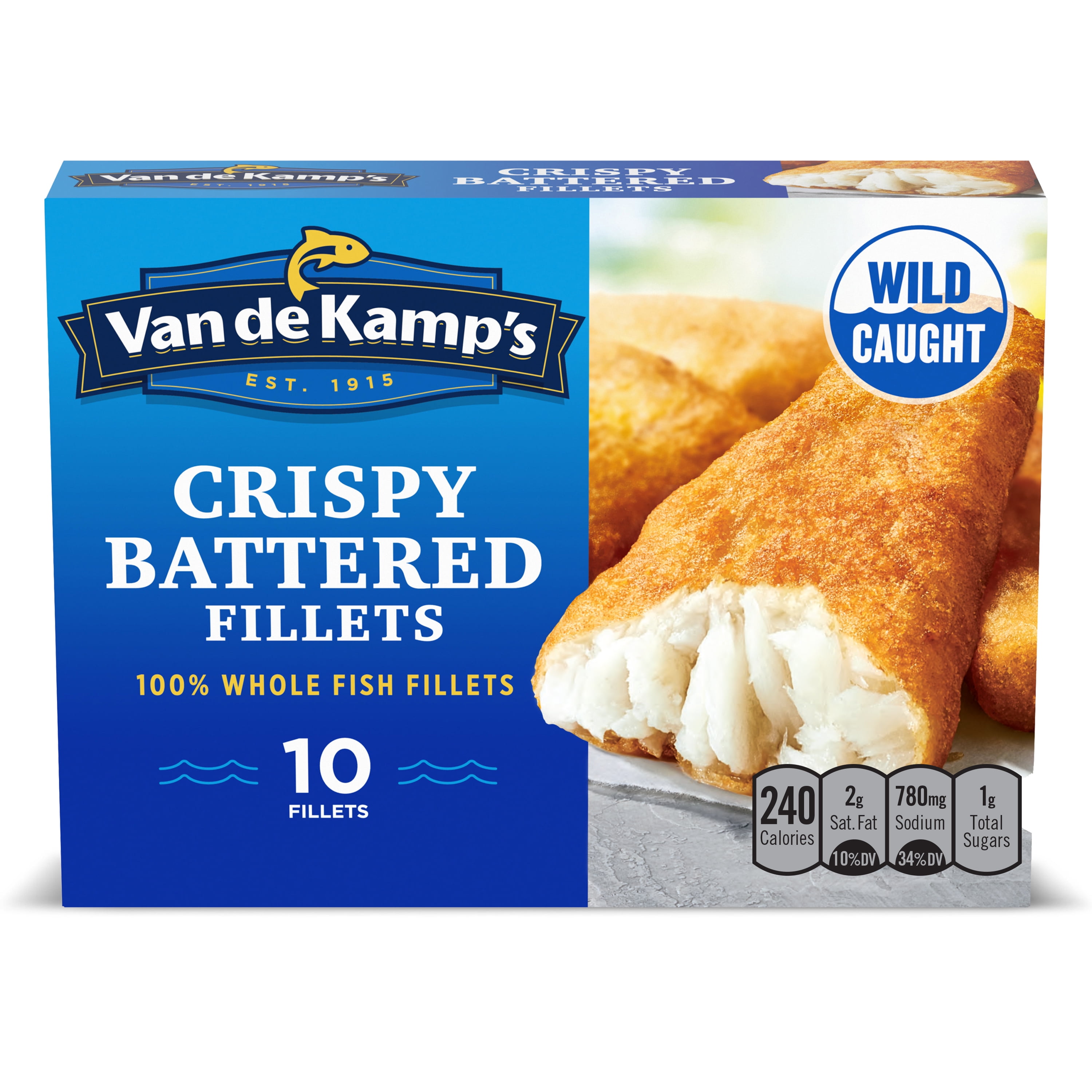 Van de Kamp's Crispy Battered 100 Whole Fish Fillets, Frozen, 19.45 oz