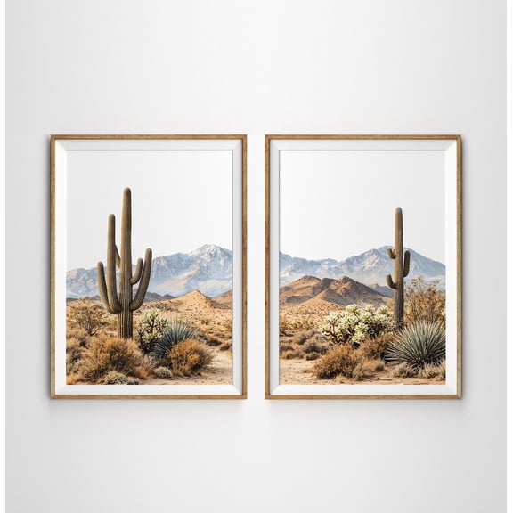 Desert Boho Cactus Saguaro Landscape Set 2 Unframed Paper Print 8x12