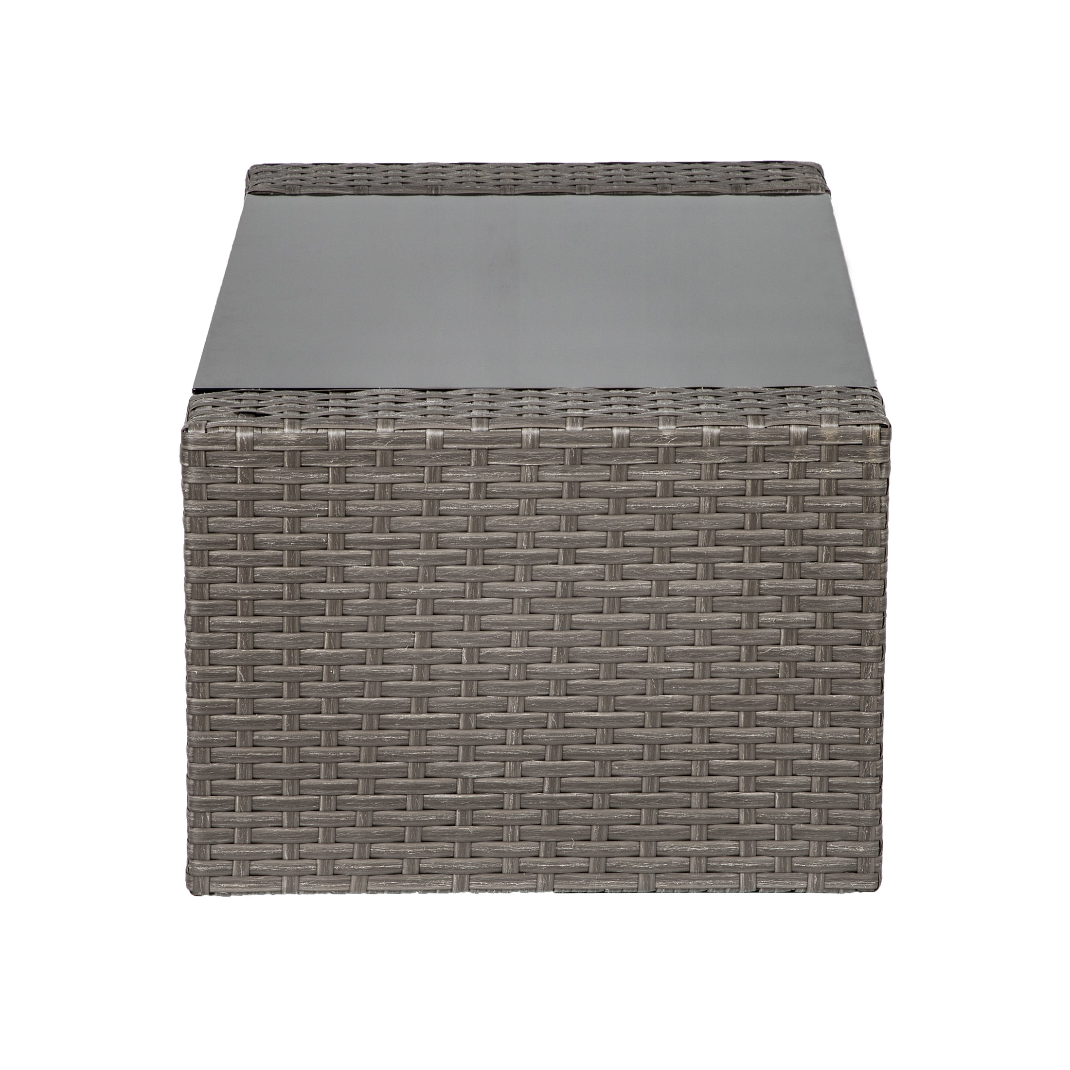 GARDEN 4-Piece Outdoor Rattan Wicker Patio Conversation Sets with Coffee Table & Cushion, Gray and White
