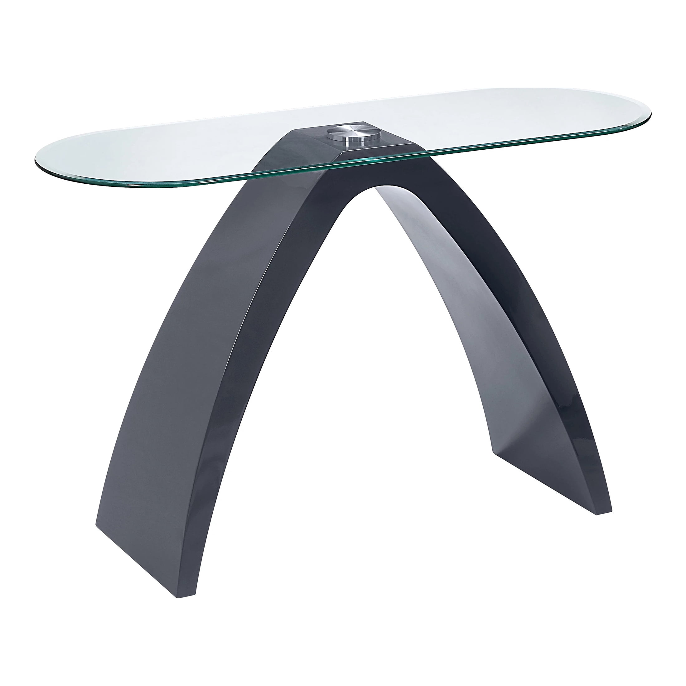 Furniture of America Maore Glass Top Console Table, Gray