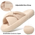 thumbnail image 3 of Ecetana House Slippers for Women Corduroy Cross Band Memory Foam Slippers Open Toe Non-Slip Home Shoes, 3 of 7