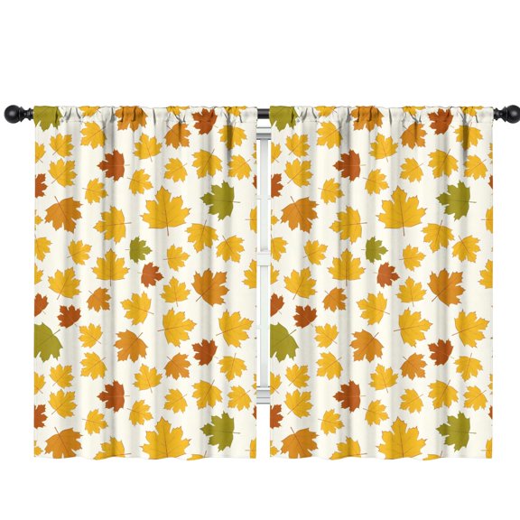Thanksgiving and Fall Decor Turkey Design Tier Curtains 2 Pack Semi-Sheer,42x63in Kitchen Curtains Fall Holiday Long Curtain