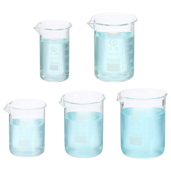 Uxcell 50/100/250/500/1000ml 3.3 Borosilicate Glass Graduated Low Measuring Cup with Spout, Clear