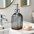 thumbnail image 4 of Vfedsrsge Gray Glass Soap Dispenser - 350ml, Horizontal Stripe, Press-Type for Bath & Kitchen, 4 of 6