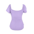 thumbnail image 4 of FUYUDY Women Tshirts Fashion Summer Short Sleeve T-Shirt With Drawstring V Neck Tie Design Casual Solid Color Tee Tops Soft Female Dailywear, 4 of 5