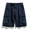 thumbnail image 2 of SOOMLON Men's Cargo Shorts Fit Casual Outdoor Lightweight Work Shorts Pocket Bohemian Shorts Summer Patchwork Button Sport Shorts Blue L, 2 of 4
