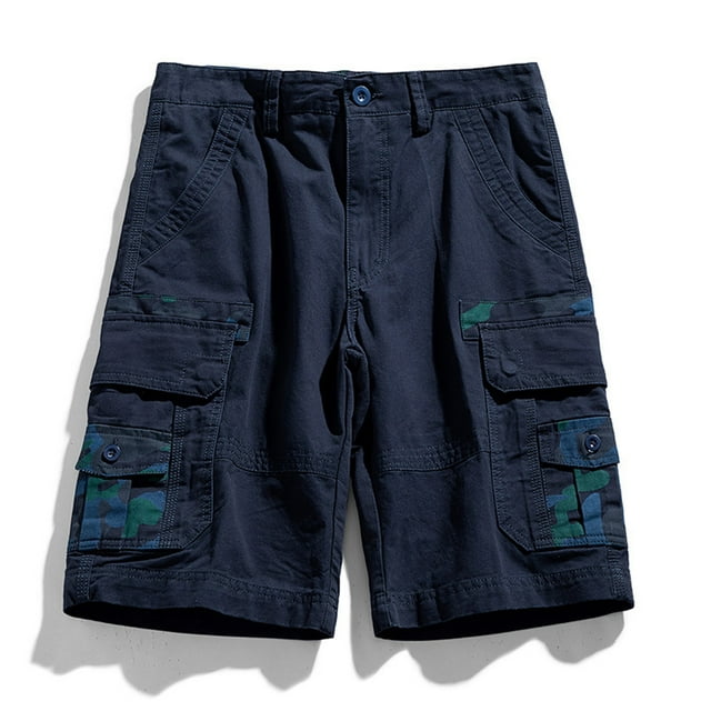 LSLJS Men's Mode Été Extérieur Décontracté Patchwork Couleur Bouton Multi-Poches Sport Shorts Pants Cadeaux for Men