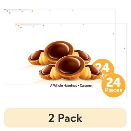 (2 pack) Toffifay Hazelnut Chocolate Caramel Candy Box (24 Pieces) – Chewy Caramel & Whole Hazelnut Treats