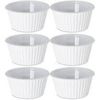 Set of 6 Plastic White Fluted Round Stackable 4 oz Ramekins - Perfect for Any Kitchen for Prepping Food or Serving Dishes! - Black Duck Brand!
