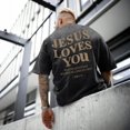 thumbnail image 4 of chencehns Christian Jesus Loves You Shirts for Men Religious Oversized Graphic Tees Jesus Faith Acid Wash T Shirt God Top, 4 of 10